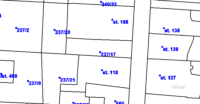 Parcela st. 237/17 v KÚ Čeperka, Katastrální mapa