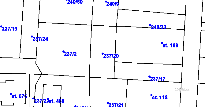 Parcela st. 237/20 v KÚ Čeperka, Katastrální mapa