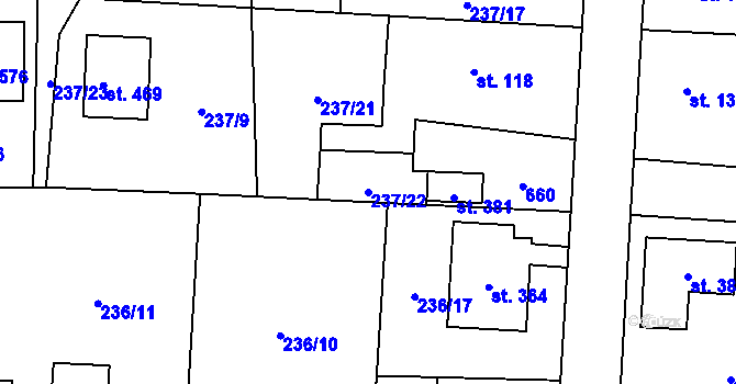 Parcela st. 237/22 v KÚ Čeperka, Katastrální mapa