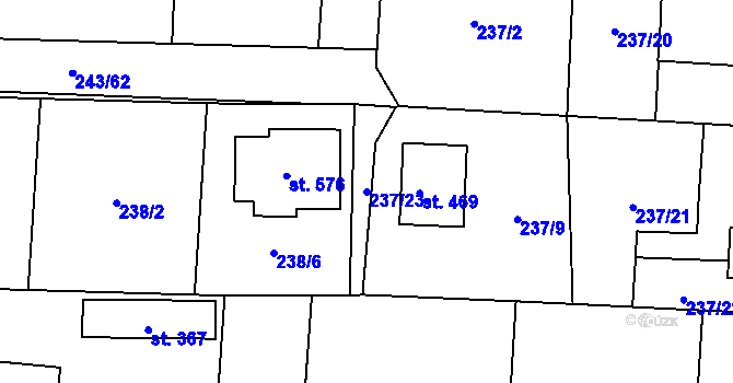 Parcela st. 237/23 v KÚ Čeperka, Katastrální mapa