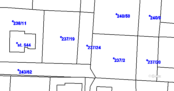 Parcela st. 237/24 v KÚ Čeperka, Katastrální mapa