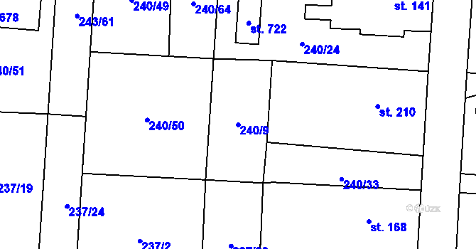 Parcela st. 240/9 v KÚ Čeperka, Katastrální mapa