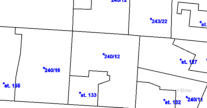 Parcela st. 240/12 v KÚ Čeperka, Katastrální mapa