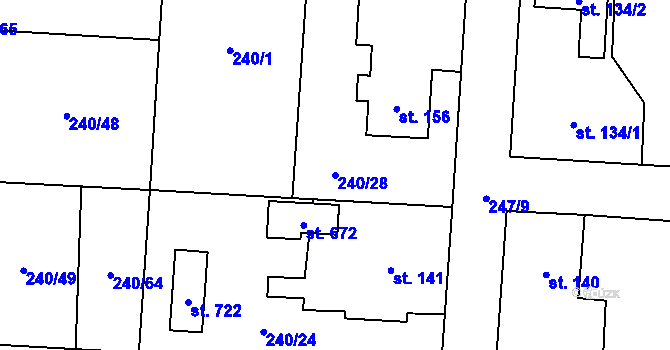 Parcela st. 240/28 v KÚ Čeperka, Katastrální mapa