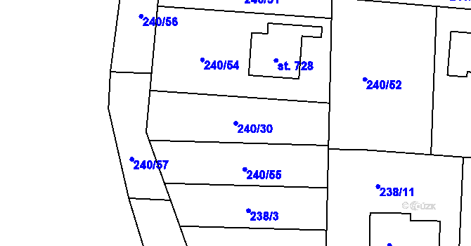 Parcela st. 240/30 v KÚ Čeperka, Katastrální mapa