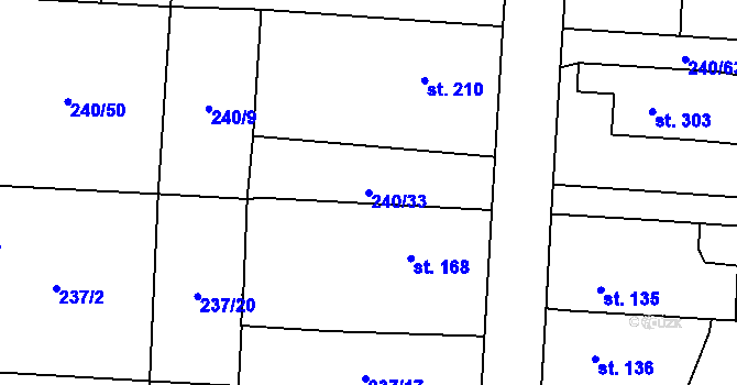 Parcela st. 240/33 v KÚ Čeperka, Katastrální mapa