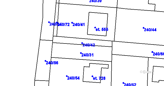 Parcela st. 240/42 v KÚ Čeperka, Katastrální mapa