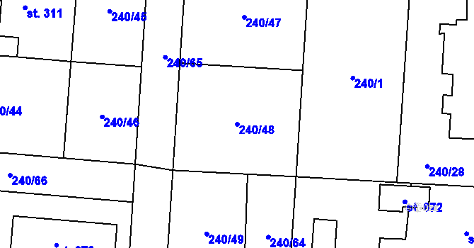 Parcela st. 240/48 v KÚ Čeperka, Katastrální mapa