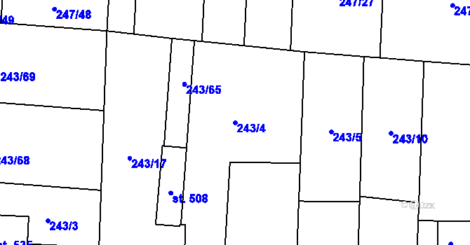 Parcela st. 243/4 v KÚ Čeperka, Katastrální mapa