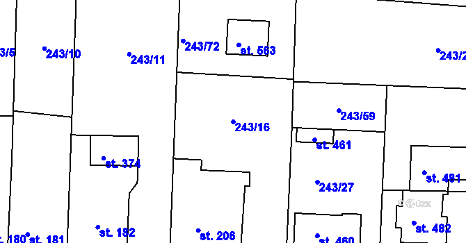 Parcela st. 243/16 v KÚ Čeperka, Katastrální mapa