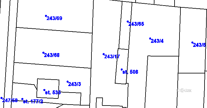 Parcela st. 243/17 v KÚ Čeperka, Katastrální mapa