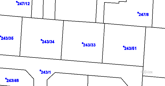 Parcela st. 243/33 v KÚ Čeperka, Katastrální mapa