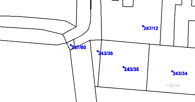 Parcela st. 243/36 v KÚ Čeperka, Katastrální mapa