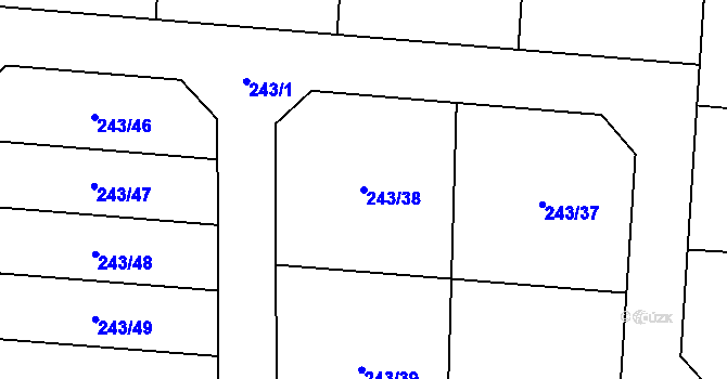 Parcela st. 243/38 v KÚ Čeperka, Katastrální mapa