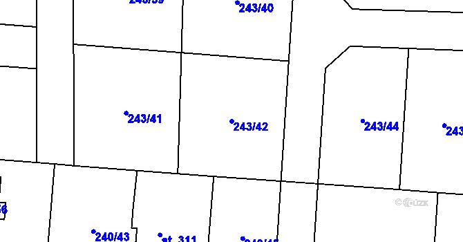 Parcela st. 243/42 v KÚ Čeperka, Katastrální mapa