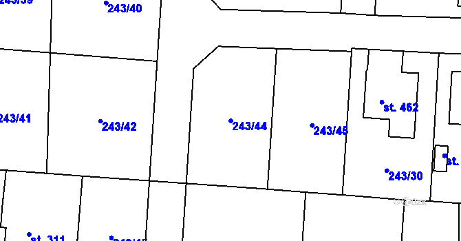 Parcela st. 243/44 v KÚ Čeperka, Katastrální mapa