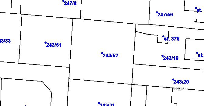 Parcela st. 243/52 v KÚ Čeperka, Katastrální mapa