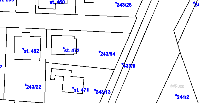 Parcela st. 243/54 v KÚ Čeperka, Katastrální mapa