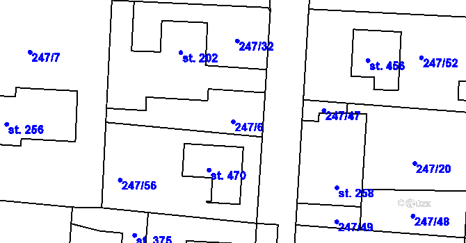 Parcela st. 247/6 v KÚ Čeperka, Katastrální mapa