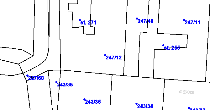 Parcela st. 247/12 v KÚ Čeperka, Katastrální mapa