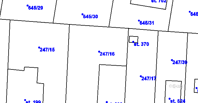 Parcela st. 247/16 v KÚ Čeperka, Katastrální mapa