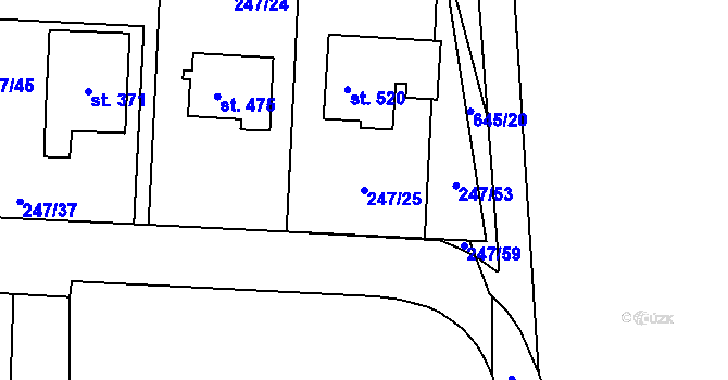 Parcela st. 247/25 v KÚ Čeperka, Katastrální mapa