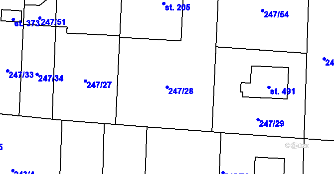 Parcela st. 247/28 v KÚ Čeperka, Katastrální mapa