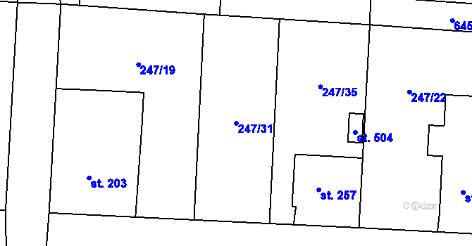 Parcela st. 247/31 v KÚ Čeperka, Katastrální mapa