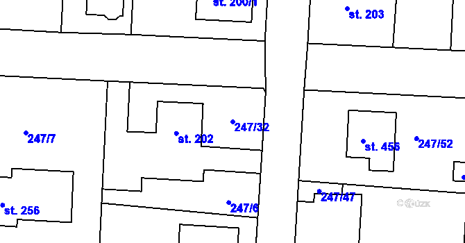 Parcela st. 247/32 v KÚ Čeperka, Katastrální mapa