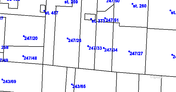 Parcela st. 247/33 v KÚ Čeperka, Katastrální mapa