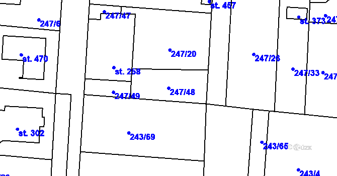 Parcela st. 247/48 v KÚ Čeperka, Katastrální mapa