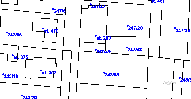 Parcela st. 247/49 v KÚ Čeperka, Katastrální mapa