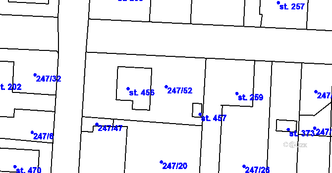 Parcela st. 247/52 v KÚ Čeperka, Katastrální mapa