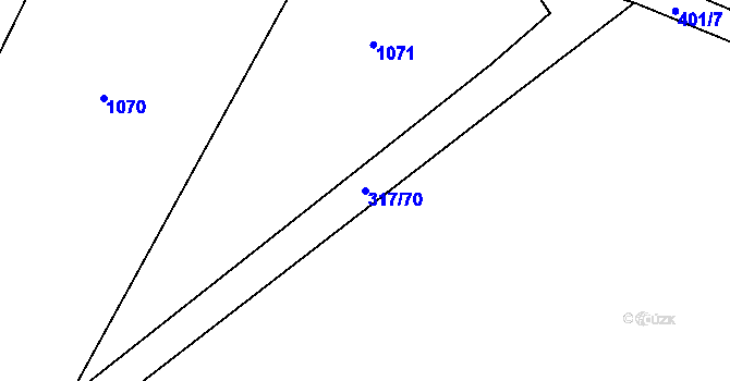 Parcela st. 317/70 v KÚ Čeperka, Katastrální mapa