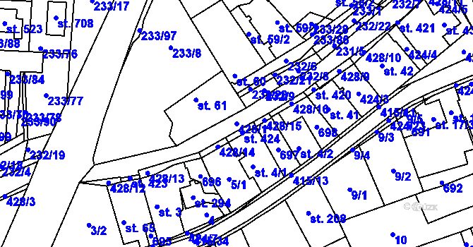 Parcela st. 428/1 v KÚ Čeperka, Katastrální mapa