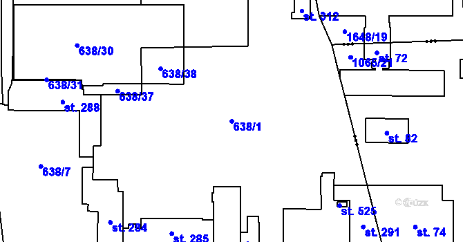 Parcela st. 638/1 v KÚ Čeperka, Katastrální mapa