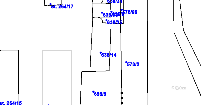 Parcela st. 638/14 v KÚ Čeperka, Katastrální mapa