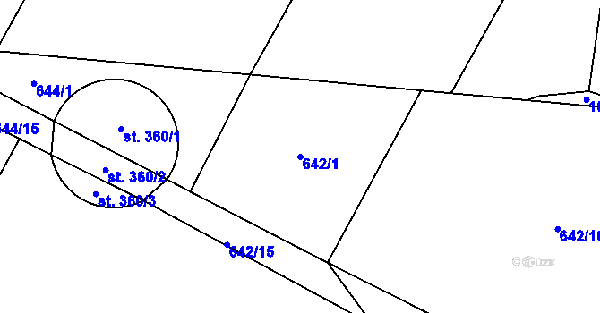 Parcela st. 642/1 v KÚ Čeperka, Katastrální mapa