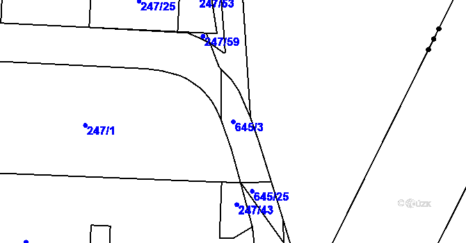 Parcela st. 645/3 v KÚ Čeperka, Katastrální mapa