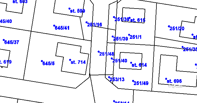 Parcela st. 251/48 v KÚ Čeperka, Katastrální mapa