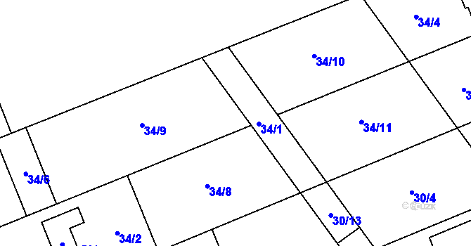 Parcela st. 34/1 v KÚ Čeperka, Katastrální mapa