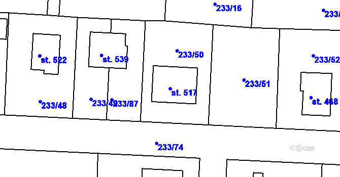 Parcela st. 517 v KÚ Čeperka, Katastrální mapa