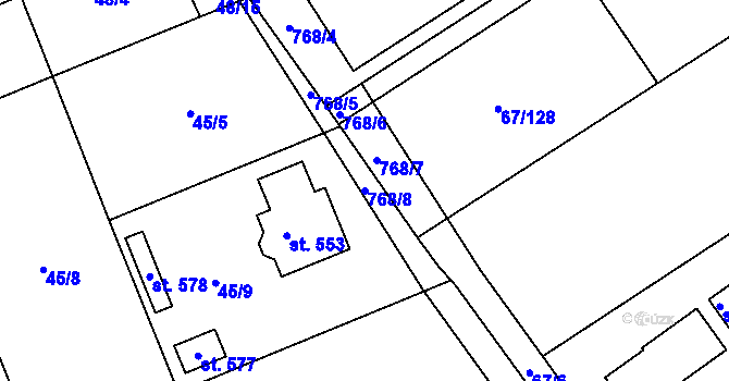 Parcela st. 768/8 v KÚ Čeperka, Katastrální mapa