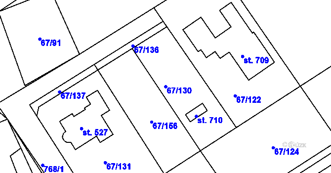 Parcela st. 67/130 v KÚ Čeperka, Katastrální mapa