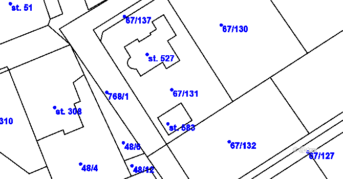 Parcela st. 67/131 v KÚ Čeperka, Katastrální mapa