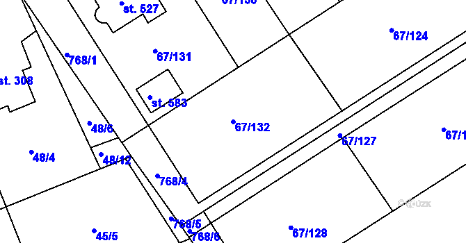 Parcela st. 67/132 v KÚ Čeperka, Katastrální mapa