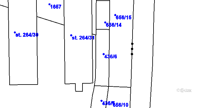 Parcela st. 436/6 v KÚ Čeperka, Katastrální mapa