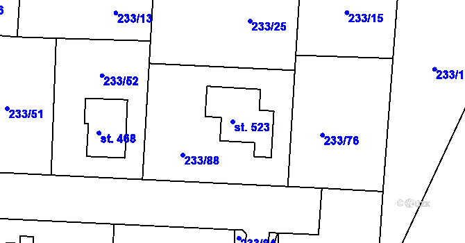 Parcela st. 523 v KÚ Čeperka, Katastrální mapa
