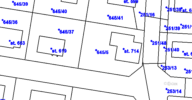 Parcela st. 645/5 v KÚ Čeperka, Katastrální mapa