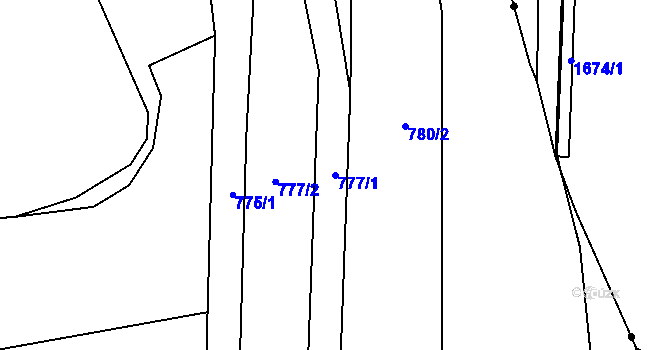 Parcela st. 777/1 v KÚ Čeperka, Katastrální mapa